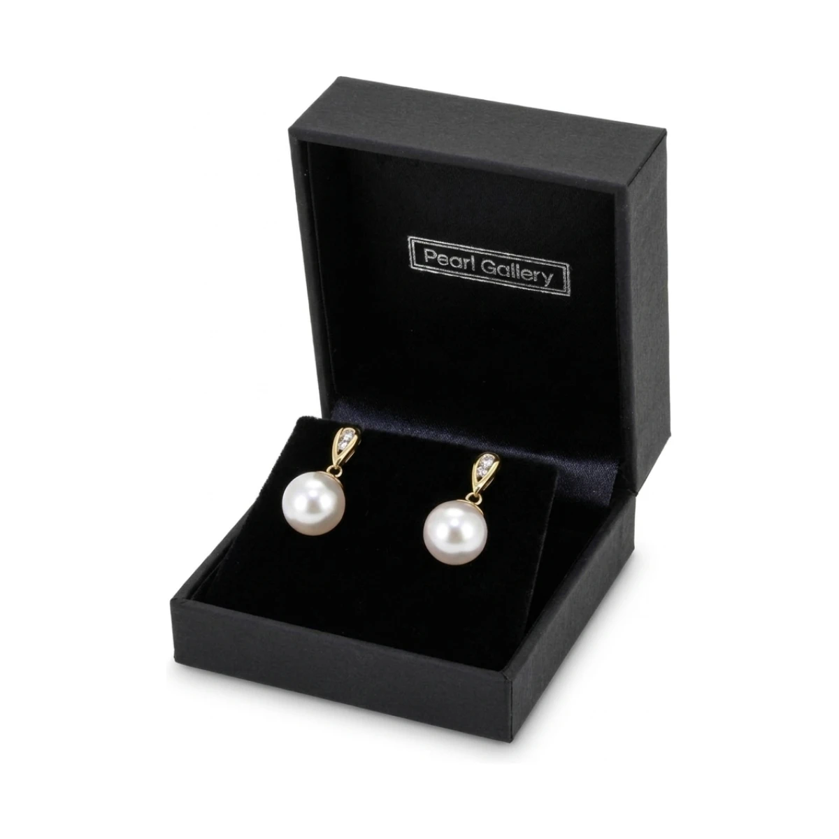 Akoya Pearl & Diamond Channel Set Earrings | 18ct Yellow Gold 