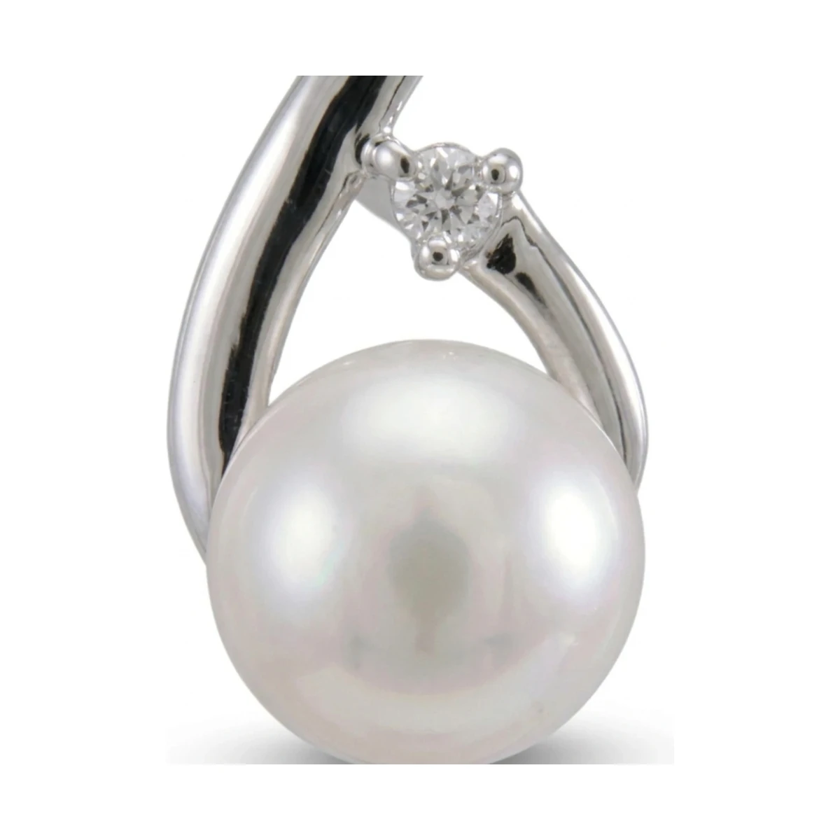 Freshwater Pearl & Claw Set Diamond Crossover Stud Earrings  |  9ct White Gold
