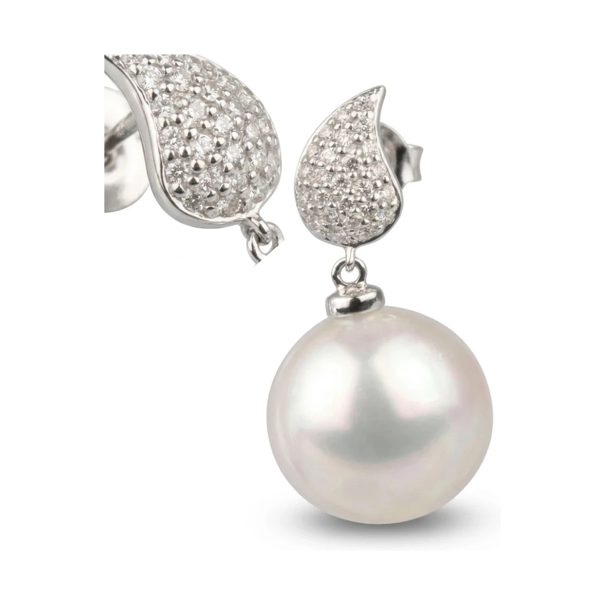 Freshwater Pearl and Diamond Earrings  |  18ct White Gold