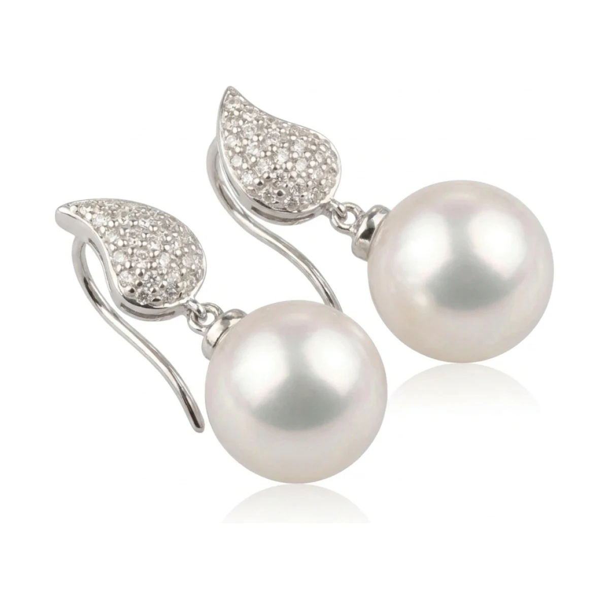 Freshwater Pearl and Diamond Earrings  |  18ct White Gold