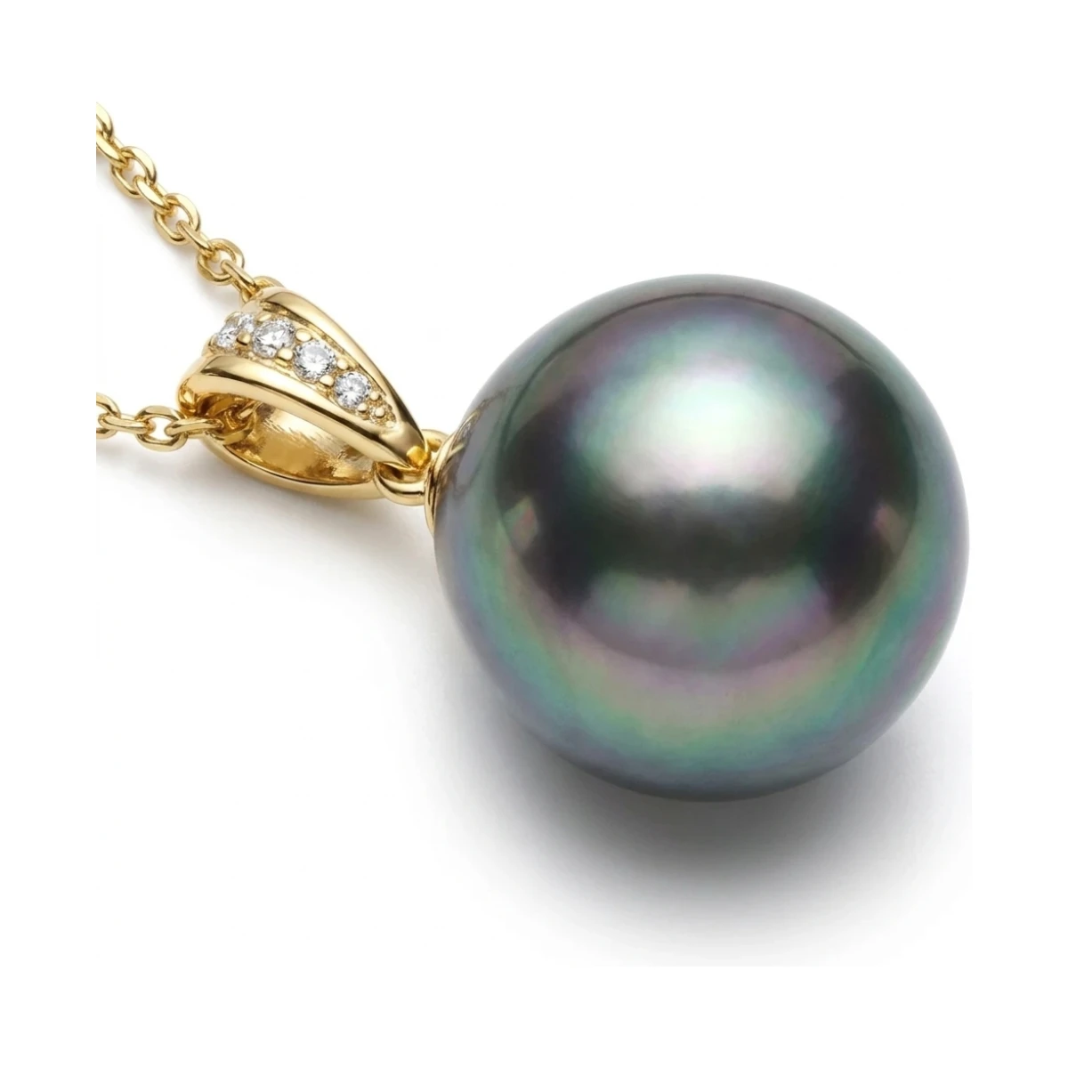 Tahitian Drop Pearl & Diamond Pendant | 18ct Gold