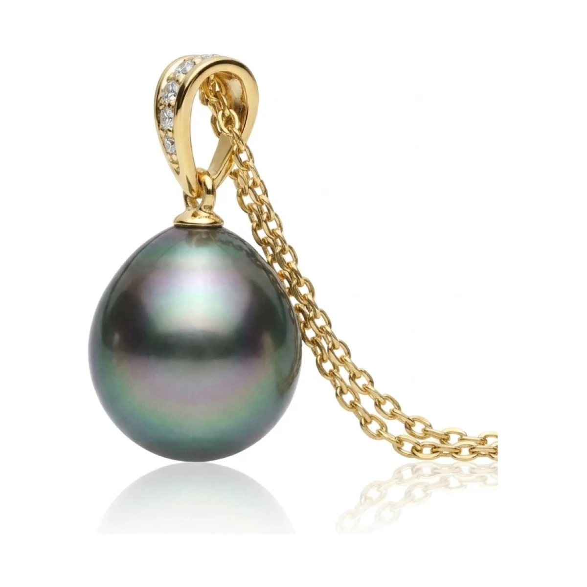 Tahitian Drop Pearl & Diamond Pendant | 18ct Gold