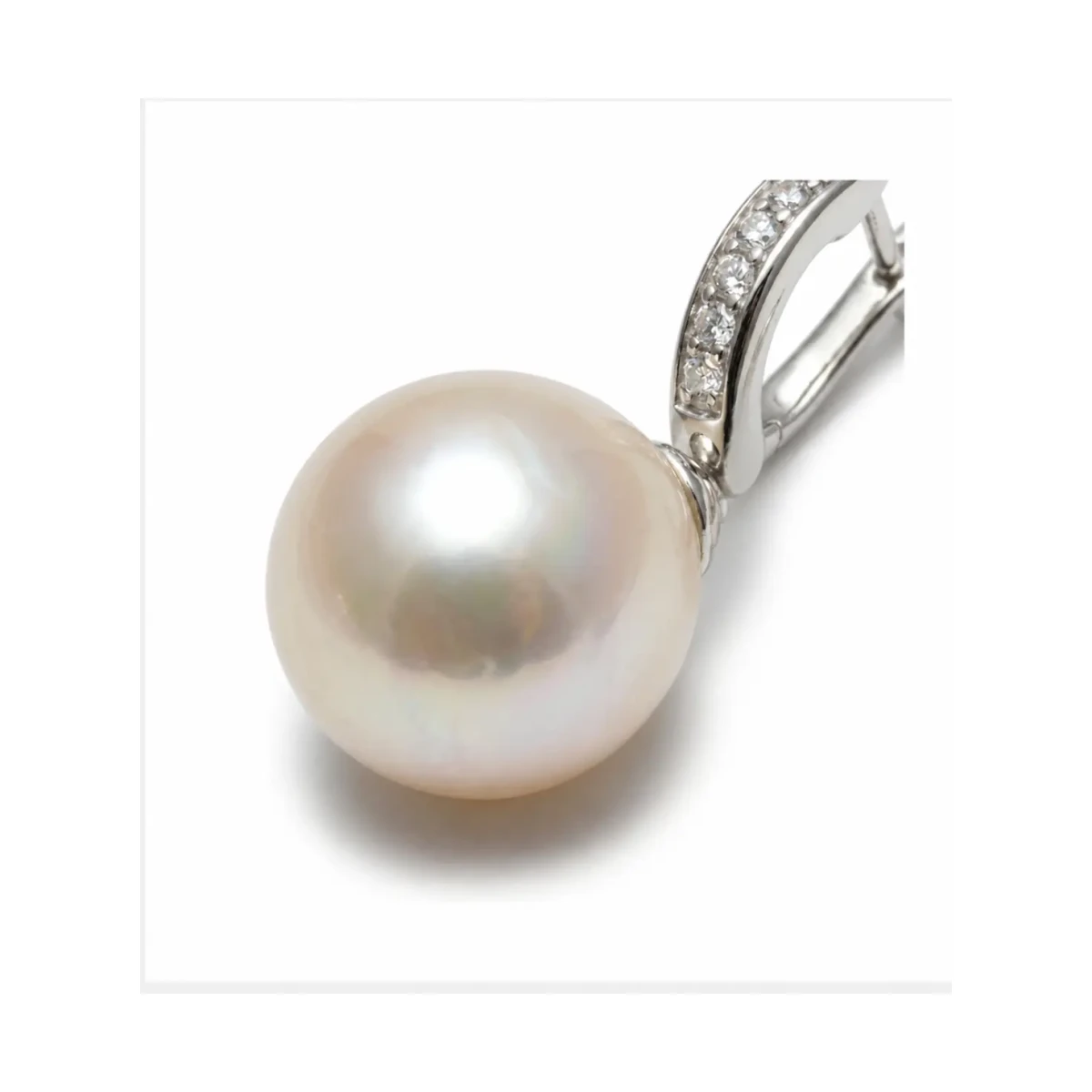 Freshwater Cultured Pearl & Diamond Huggie Earrings  |  9ct Gold