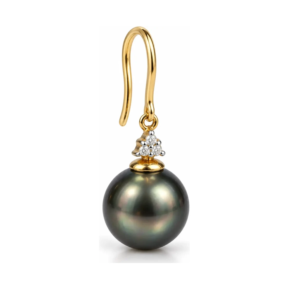 Tahitian Cultured Pearl & Diamond Drop Earrings  |  18ct Yellow Gold