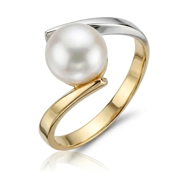 Freshwater Cultured Pearl Crossover Ring | 9ct Yellow  & White Gold