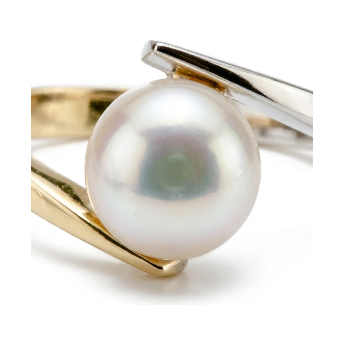 Freshwater Cultured Pearl Crossover Ring | 9ct Yellow  & White Gold