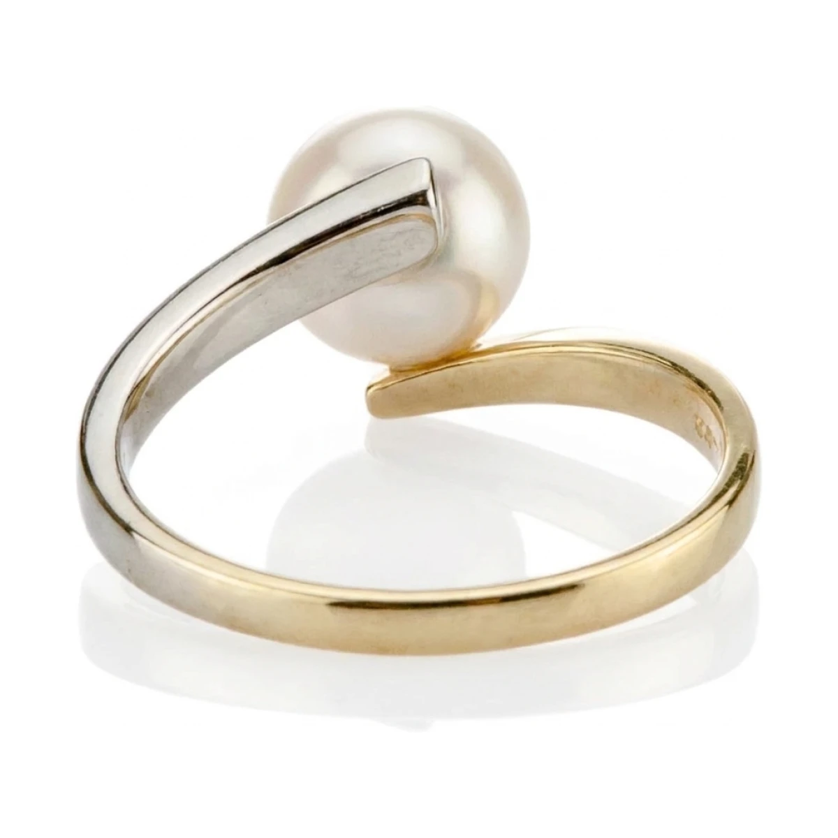 Freshwater Cultured Pearl Crossover Ring | 9ct Yellow  & White Gold