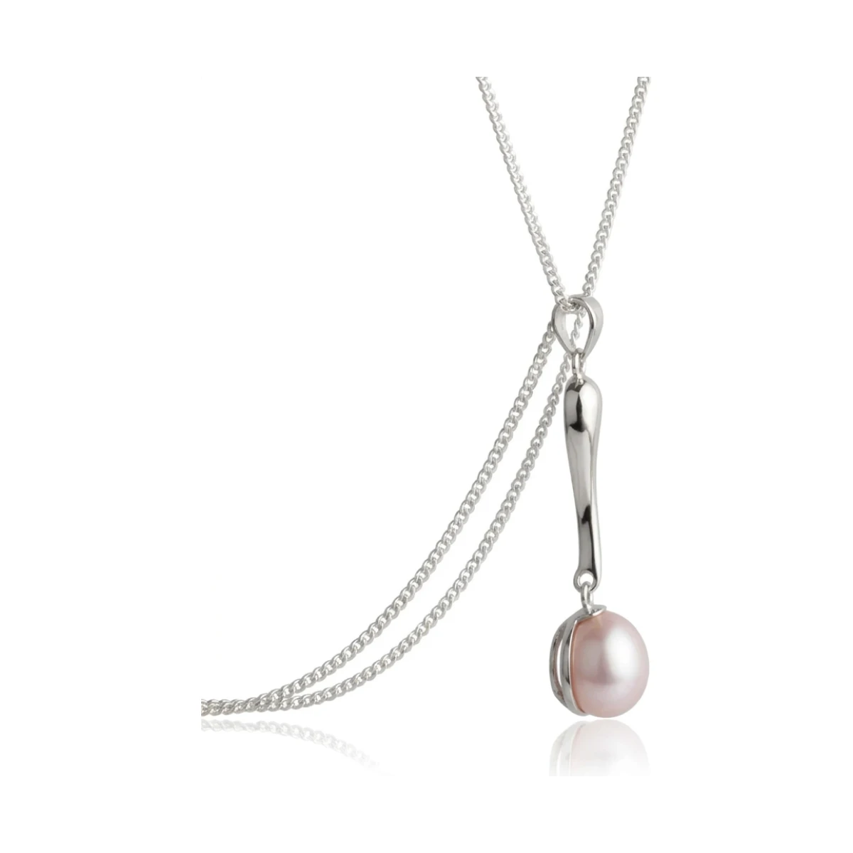  Freshwater Cultured Pearl Long Drop Pendant  |  Silver