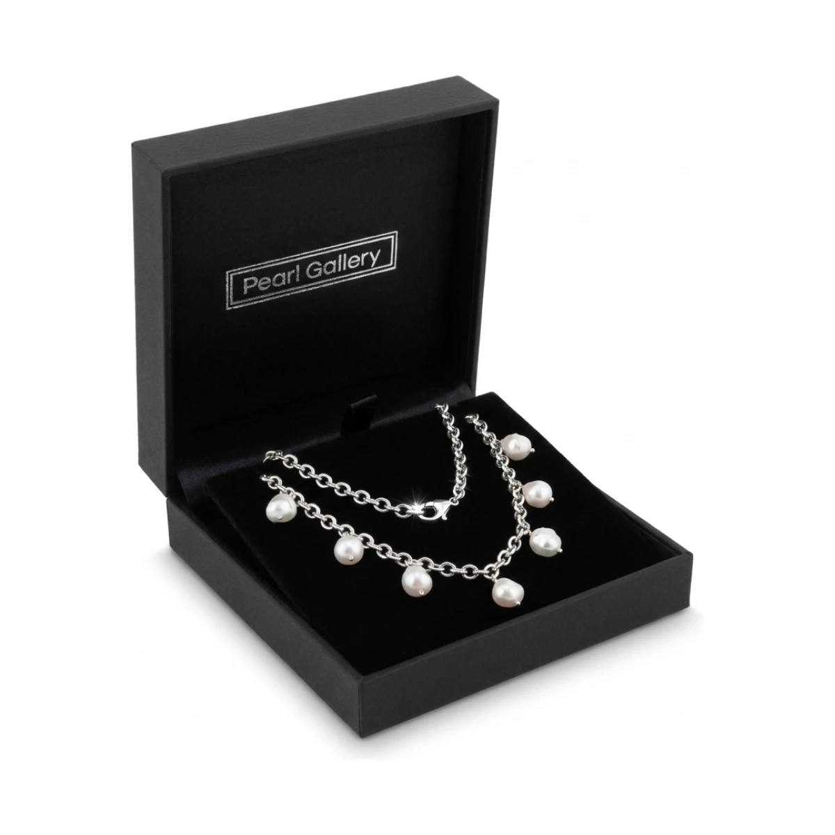 Heavy Chain Baroque Freshwater Pearl Necklace  |  Silver