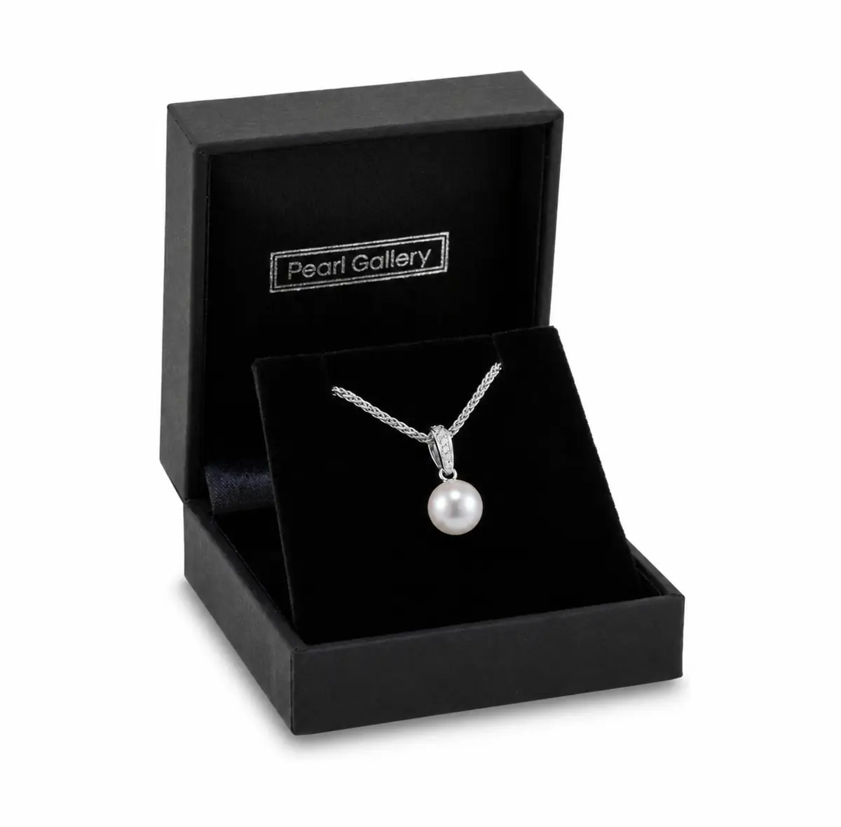Dainty Vintage Freshwater Pearl & Diamond Pendant  |  18ct White Gold