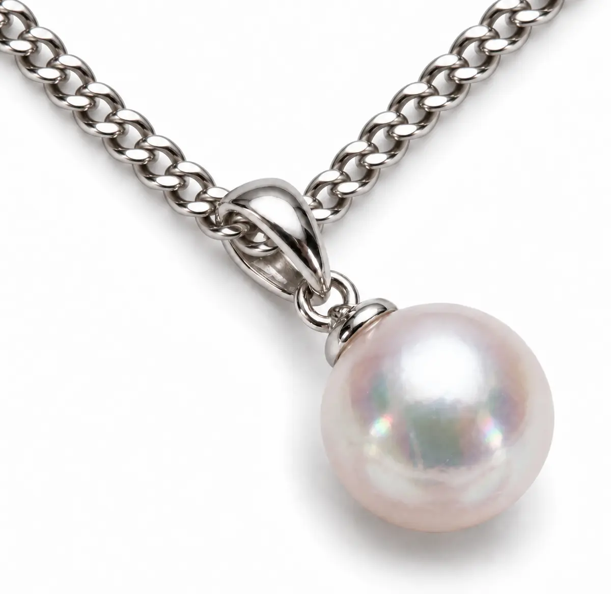 White Akoya Cultured Pearl Pendant 7.0-7.5 mm  |  18ct White Gold