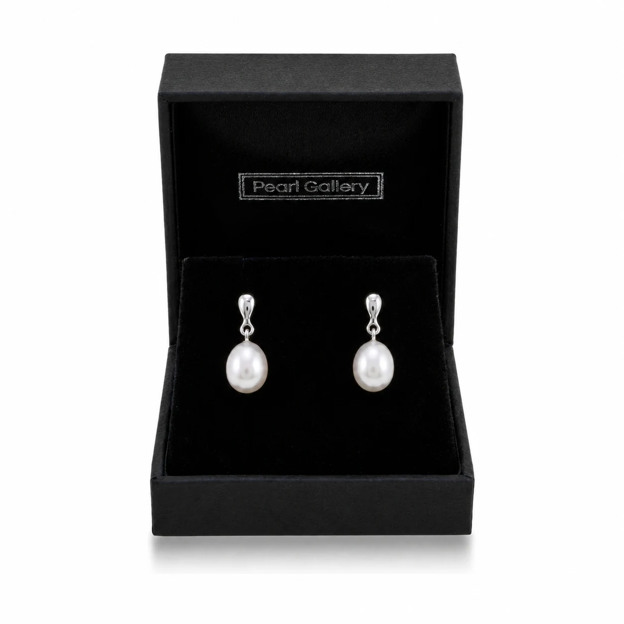 Freshwater Pearl Plain Inverted Pear-Shape Drop Earrings  |  9ct White Gold