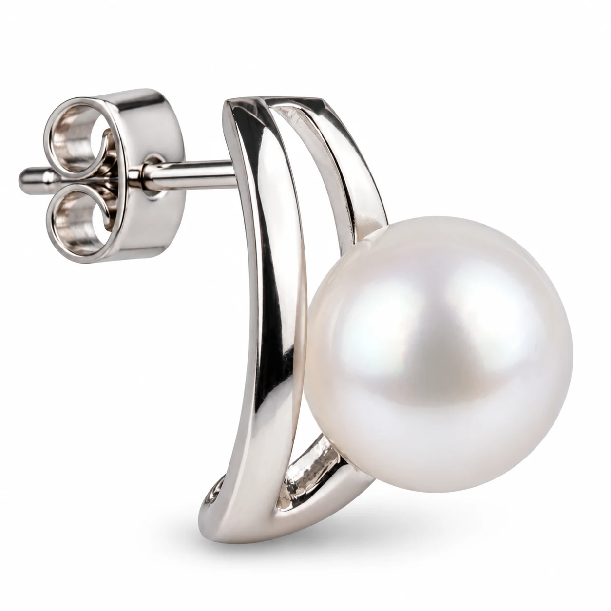  Freshwater Cultured Pearl Looped Design Earrings  |  Silver