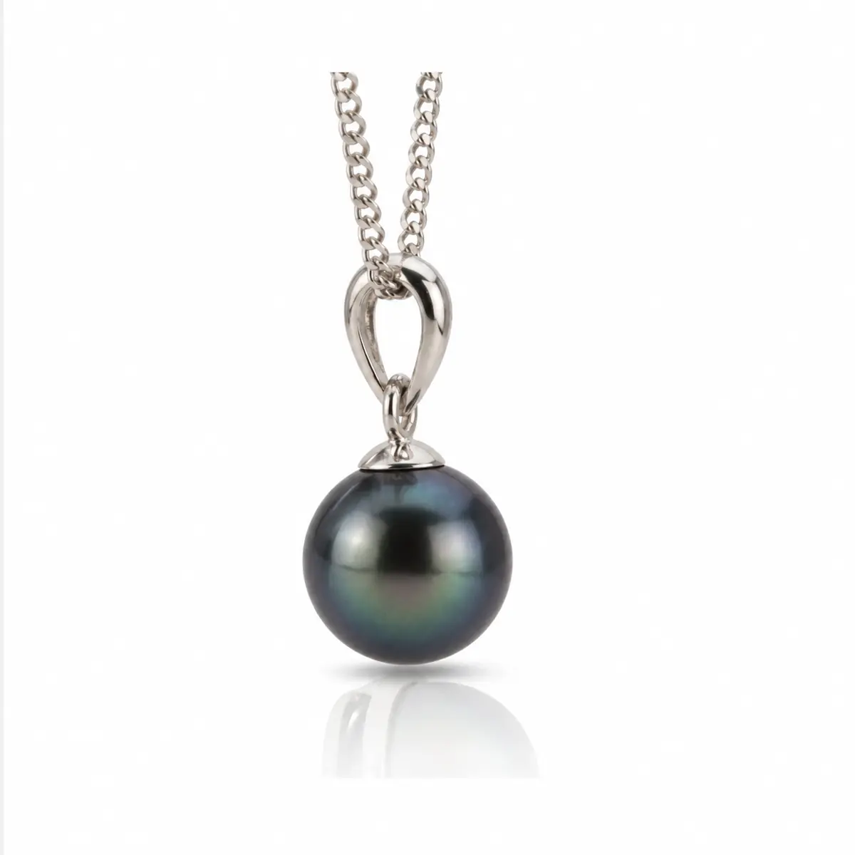 Black Akoya Cultured Pearl Pendant 7.0-7.5 mm  |  9ct White Gold