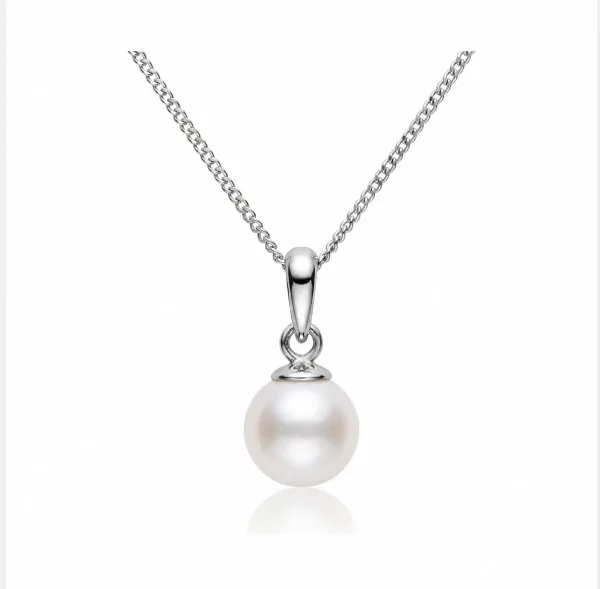 Simple Akoya Cultured Pearl Pendant 7.5-8.0 mm  |  9ct White Gold
