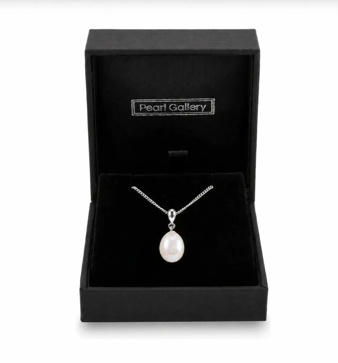Freshwater Pearl Simple inverted Pear-Shape Design Pendant  |  9ct White Gold