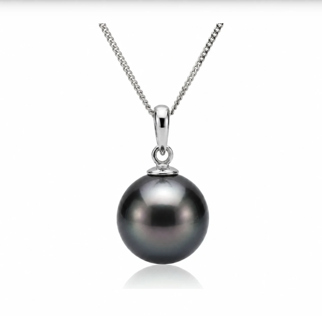 Tahitian Pearl Simple Pendant  |  9ct White Gold
