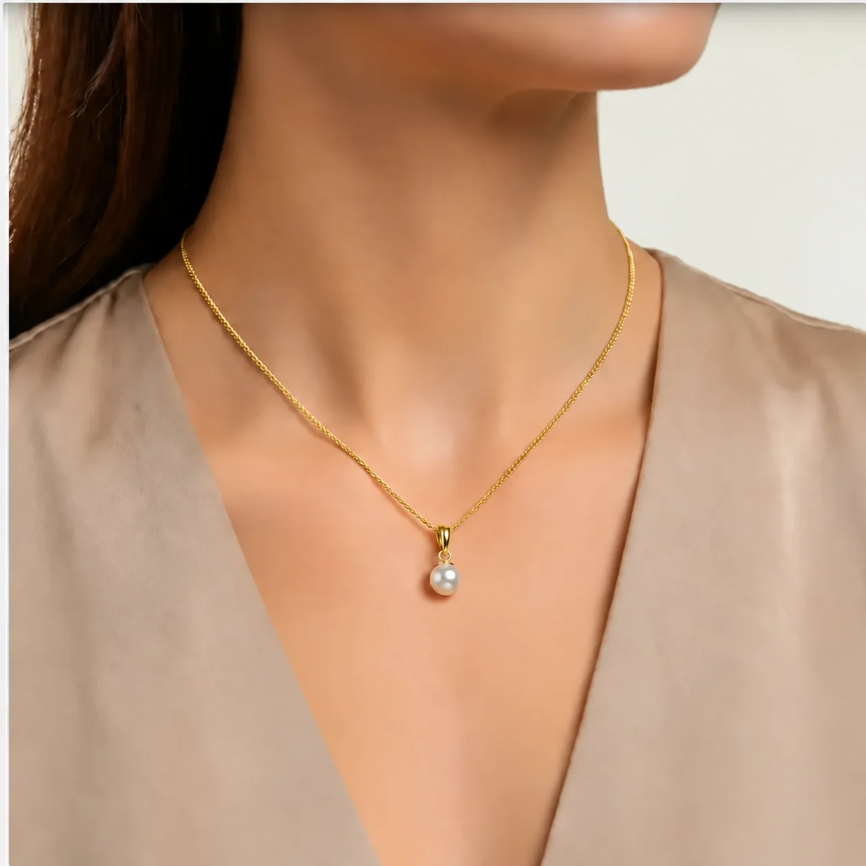 White Akoya Cultured Pearl Pendant 8.0-8.5 mm | 18ct Yellow Gold