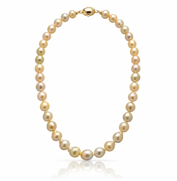 Light Gold Baroque South Sea Pearl Necklace 9.5 To12.1mm