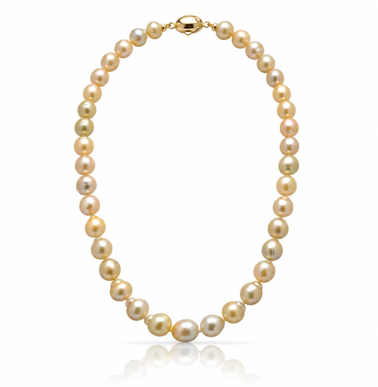 Light Gold Baroque South Sea Pearl Necklace 9.5 To12.1mm