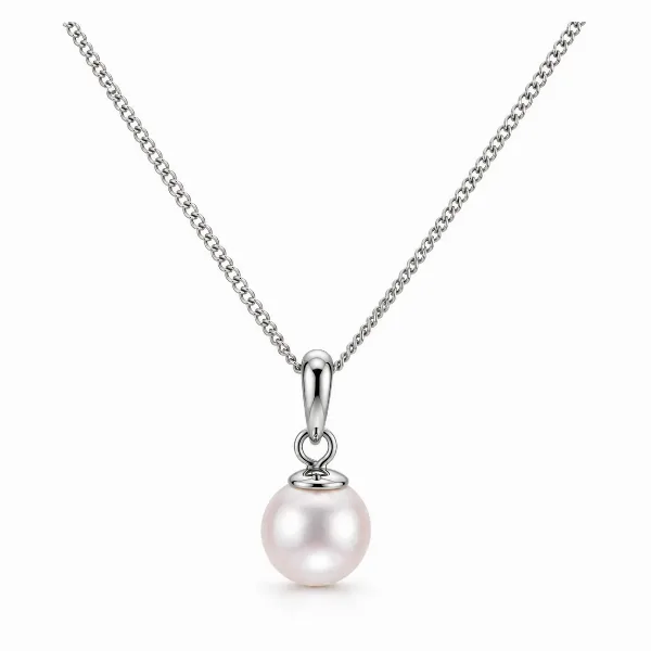 White Akoya Cultured Pearl Pendant 8.0-8.5 mm | 18ct White Gold