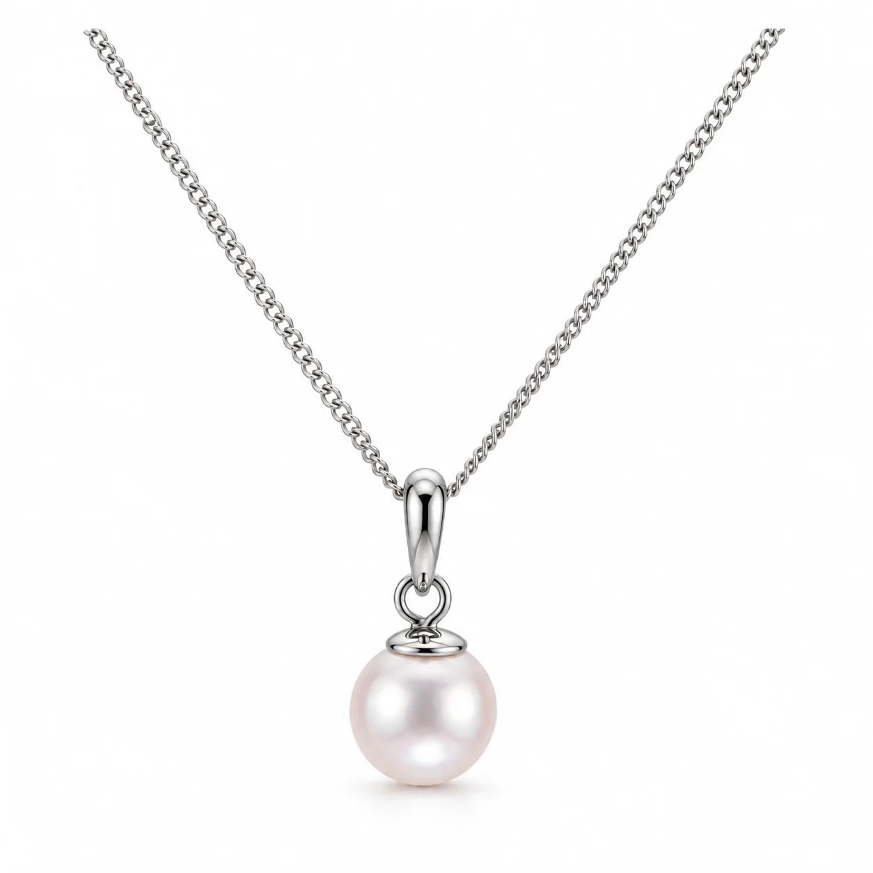 White Akoya Cultured Pearl Pendant 8.0-8.5 mm | 18ct White Gold