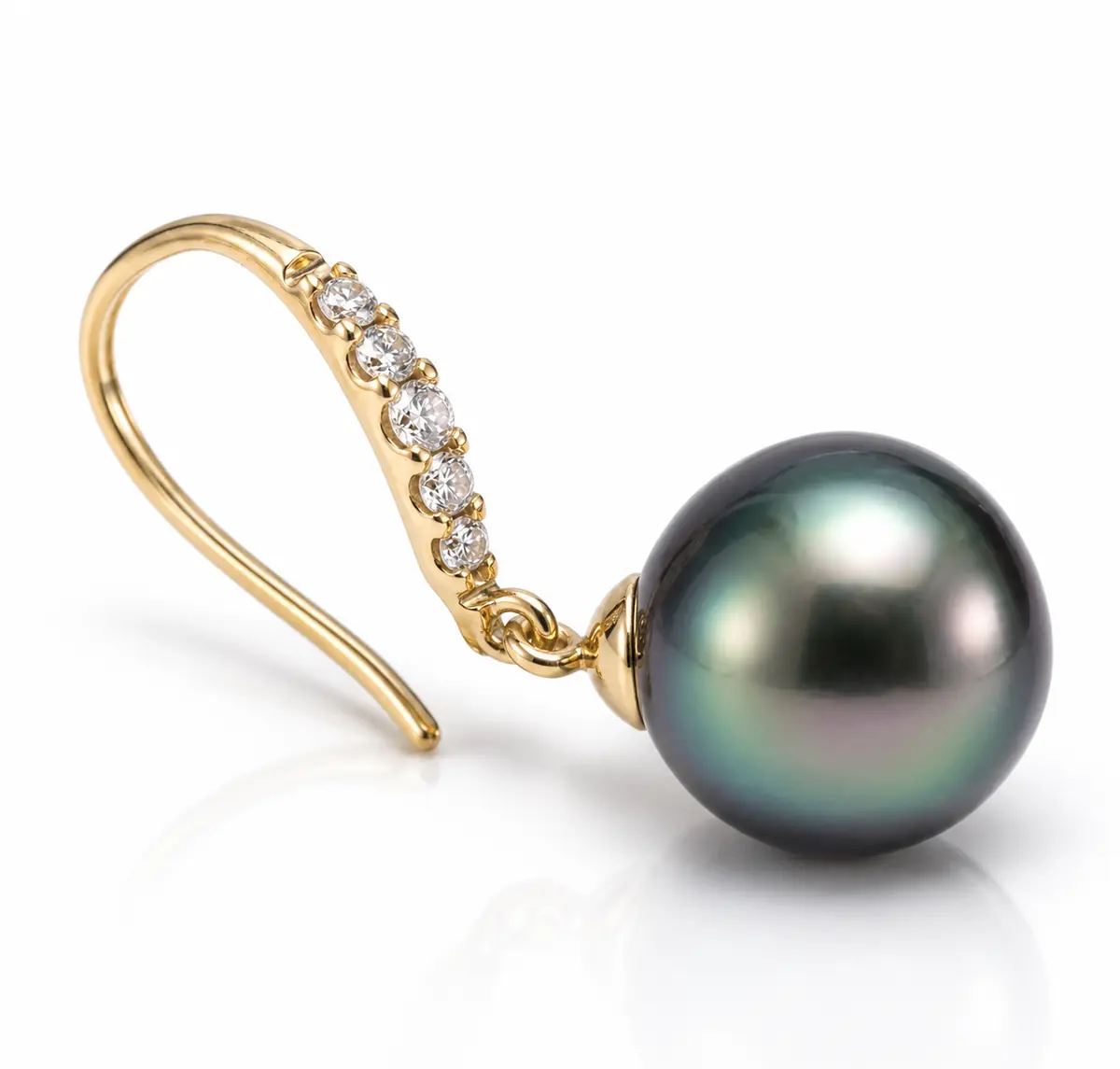 Tahitian Pearl Drop Earrings  |  18ct Yellow Gold