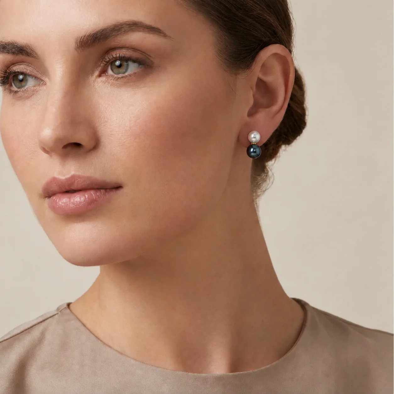 Akoya Pearl "Snowman" Stud Earings  |  9ct Yellow Gold