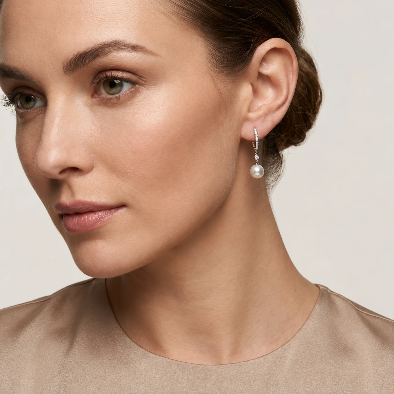 Akoya Pearl & Diamond Set Hoop Earrings  |  18ct White Gold