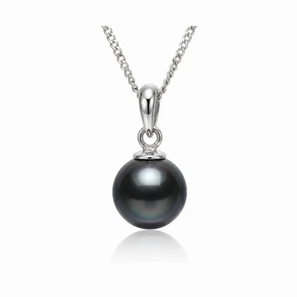 Black Akoya Cultured Pearl Pendant 7.5-8.0 mm  |  18ct White Gold
