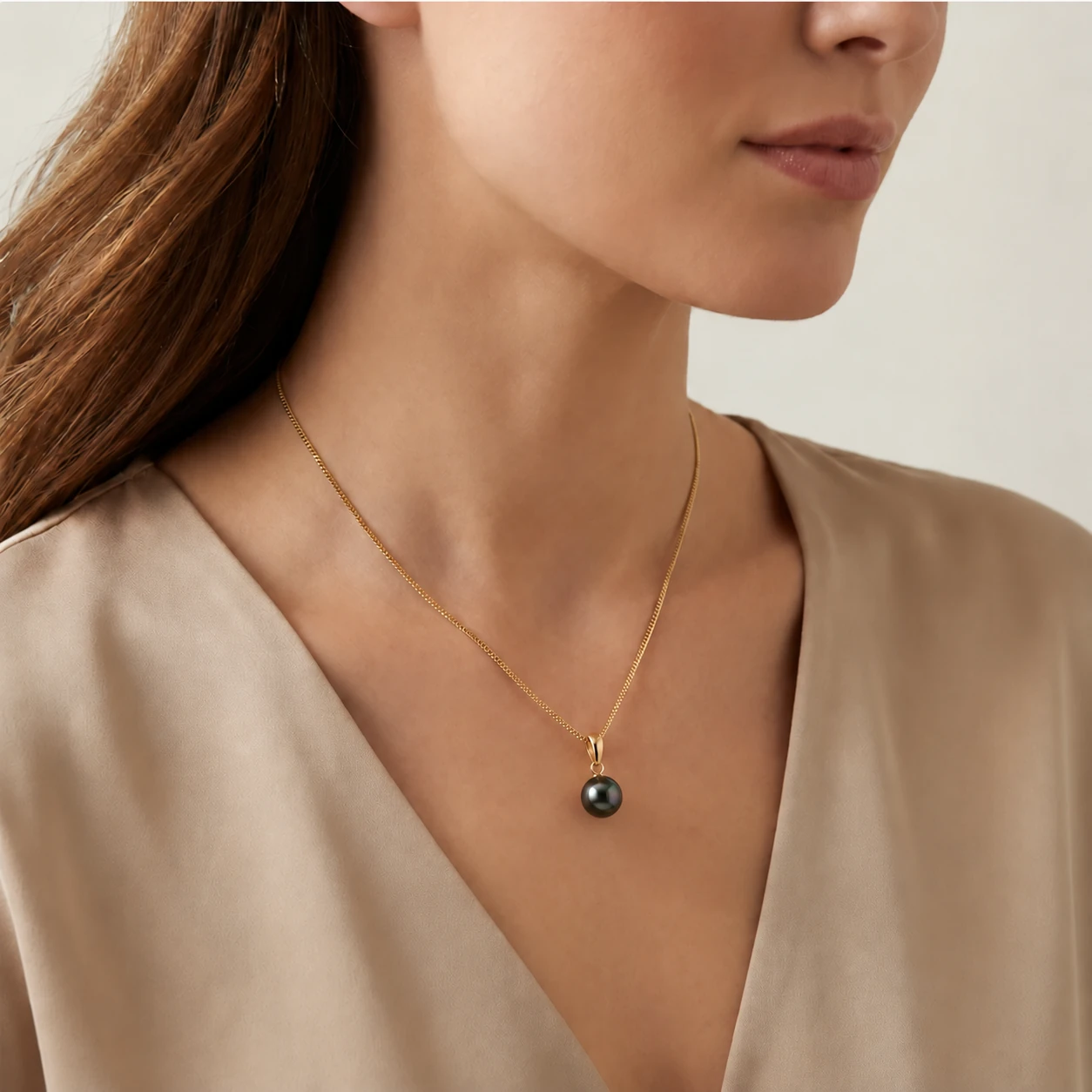 Tahitian Pearl Simple Pendant  |  9ct Yellow Gold