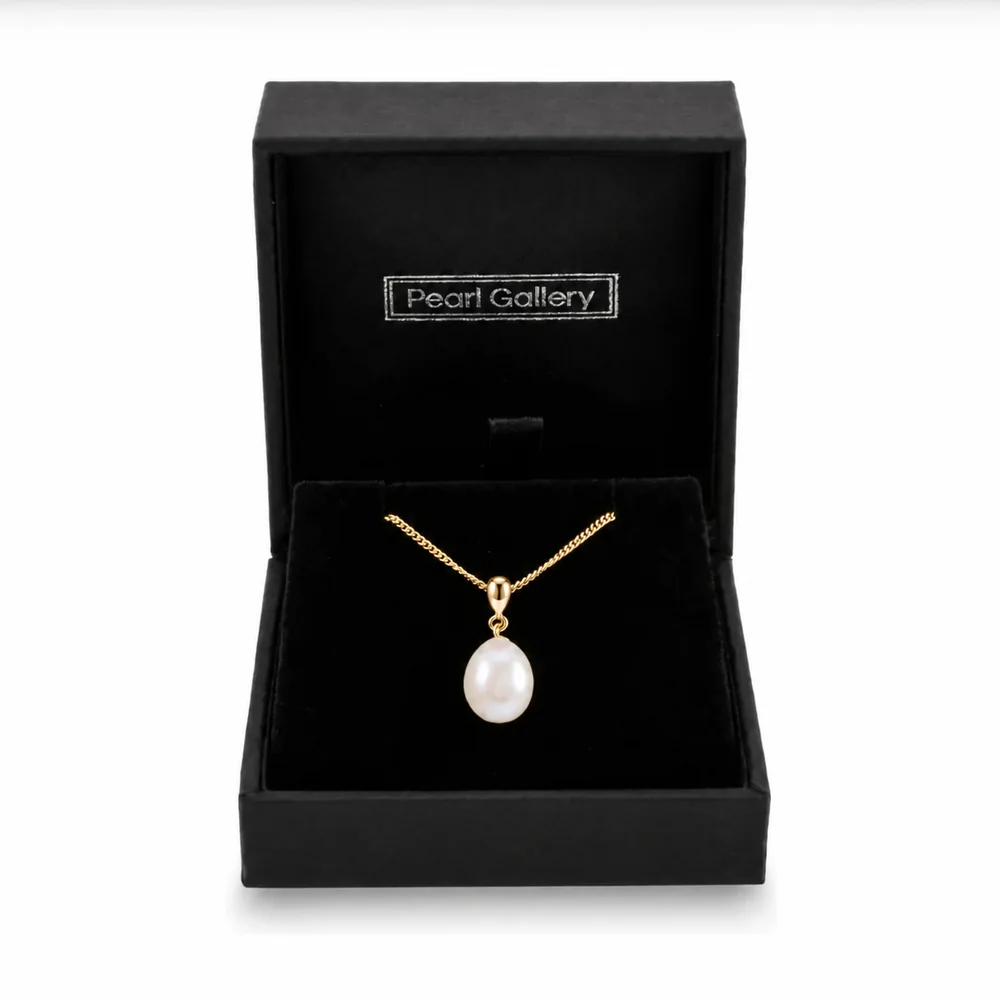 Freshwater Pearl Simple inverted Pear-Shape Design Pendant  |  9ct Yellow Gold