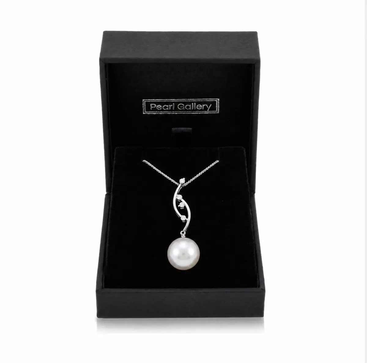South Sea Pearl & Diamond "Vine"  Pendant  |  18ct White Gold