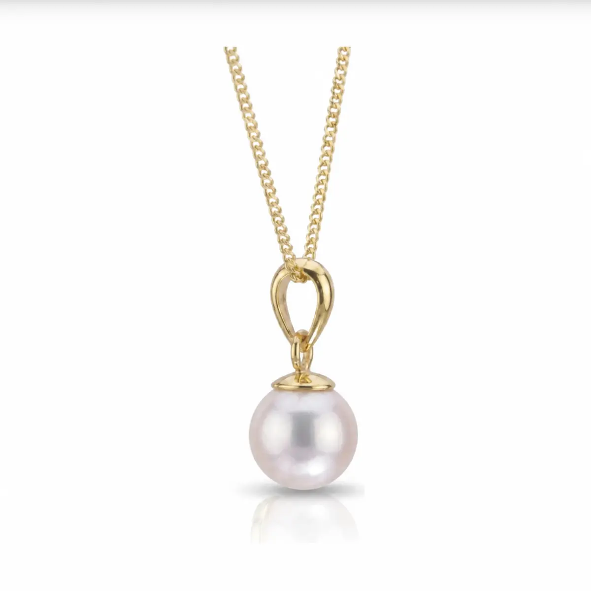 White Akoya Cultured Pearl Pendant 7.0-7.5 mm  |  18ct Yellow Gold