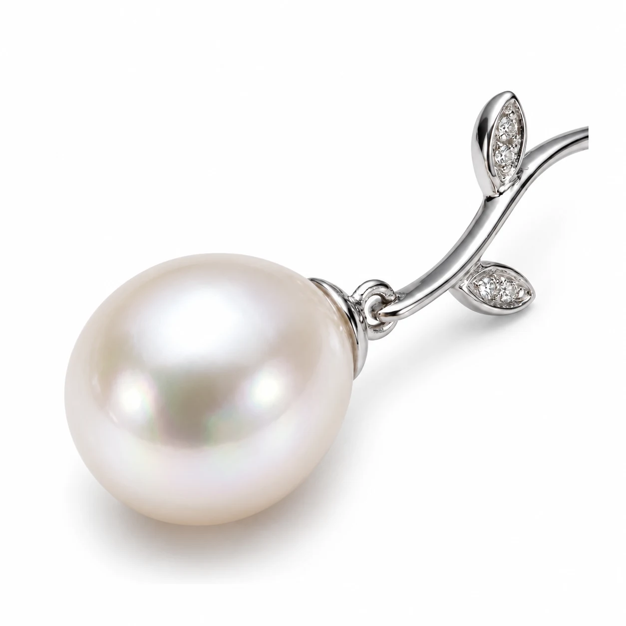 Freshwater Pearl Foliate Drop Earrings  |  9ct Gold