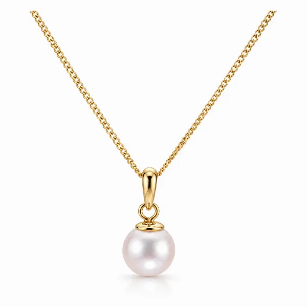 White Akoya Cultured Pearl Pendant 8.0-8.5 mm | 18ct Yellow Gold