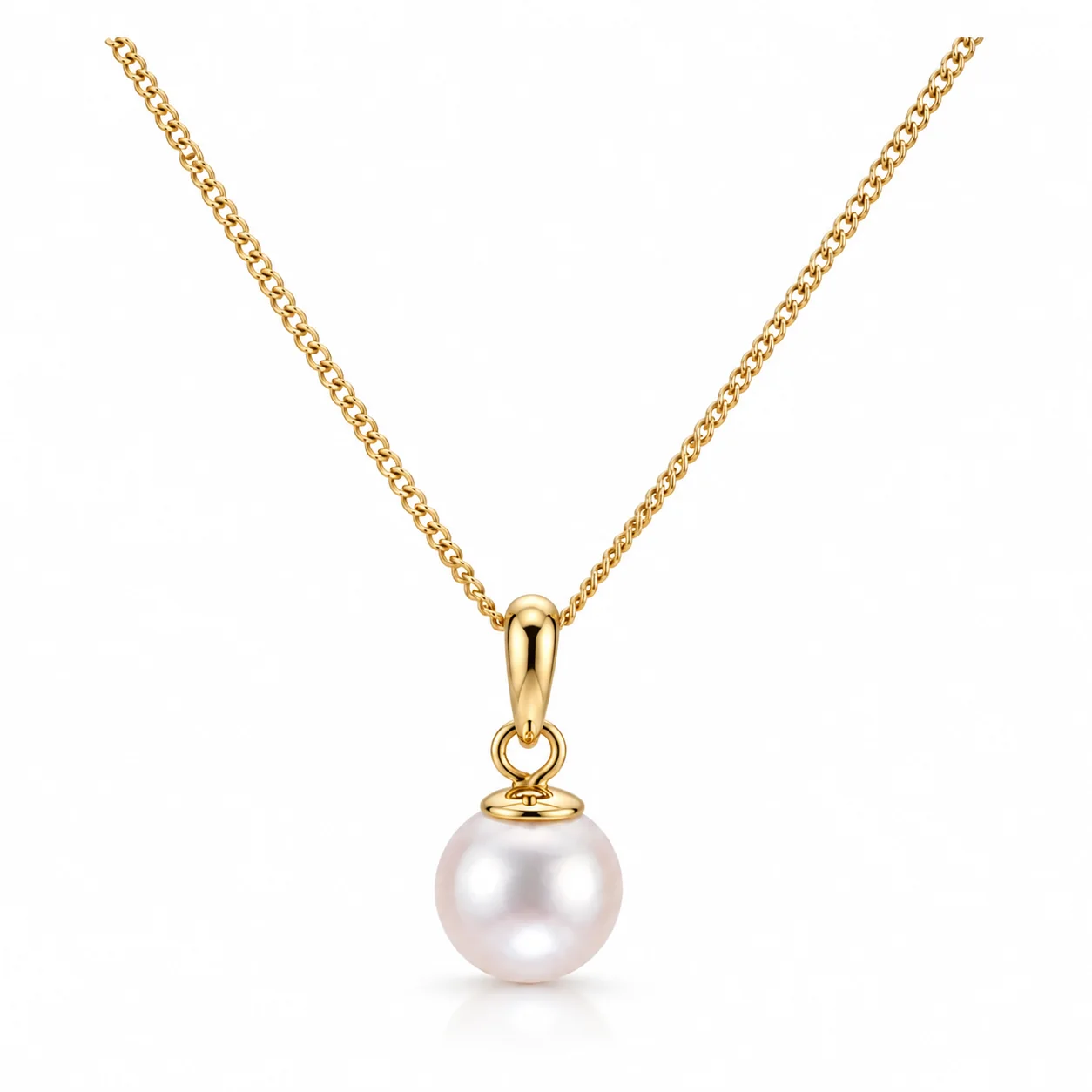 White Akoya Cultured Pearl Pendant 8.0-8.5 mm | 18ct Yellow Gold