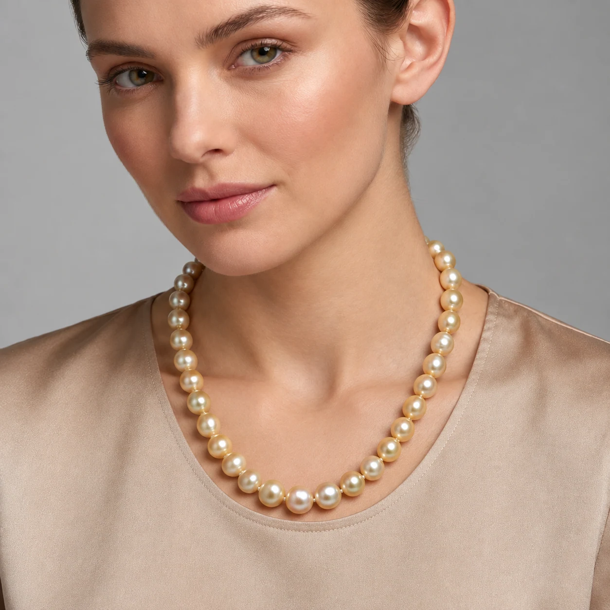 Light Gold Baroque South Sea Pearl Necklace 9.5 To12.1mm