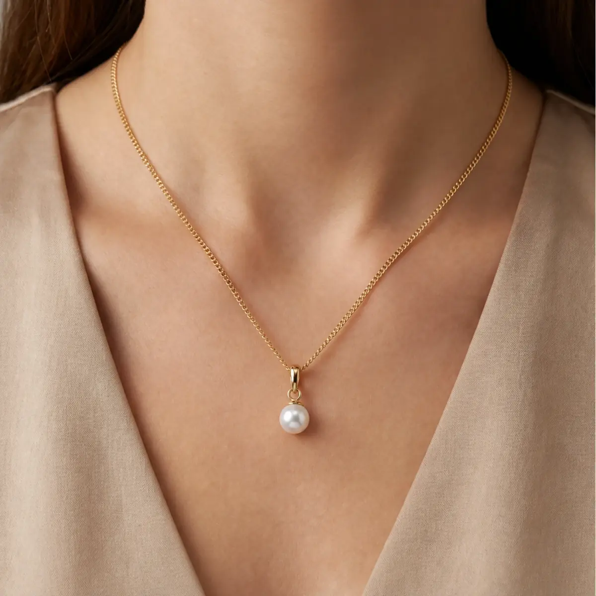 White Akoya Cultured Pearl Pendant 8.0-8.5 mm | 9ct Yellow Gold