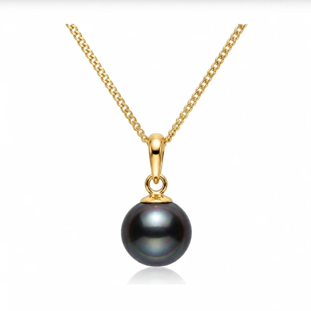 Black Akoya Cultured Pearl Pendant 7.5-8.0 mm  |  18ct Yellow Gold