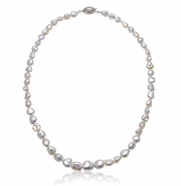 Silver South Sea Keshi Pearl Necklace | 6 to 9mm