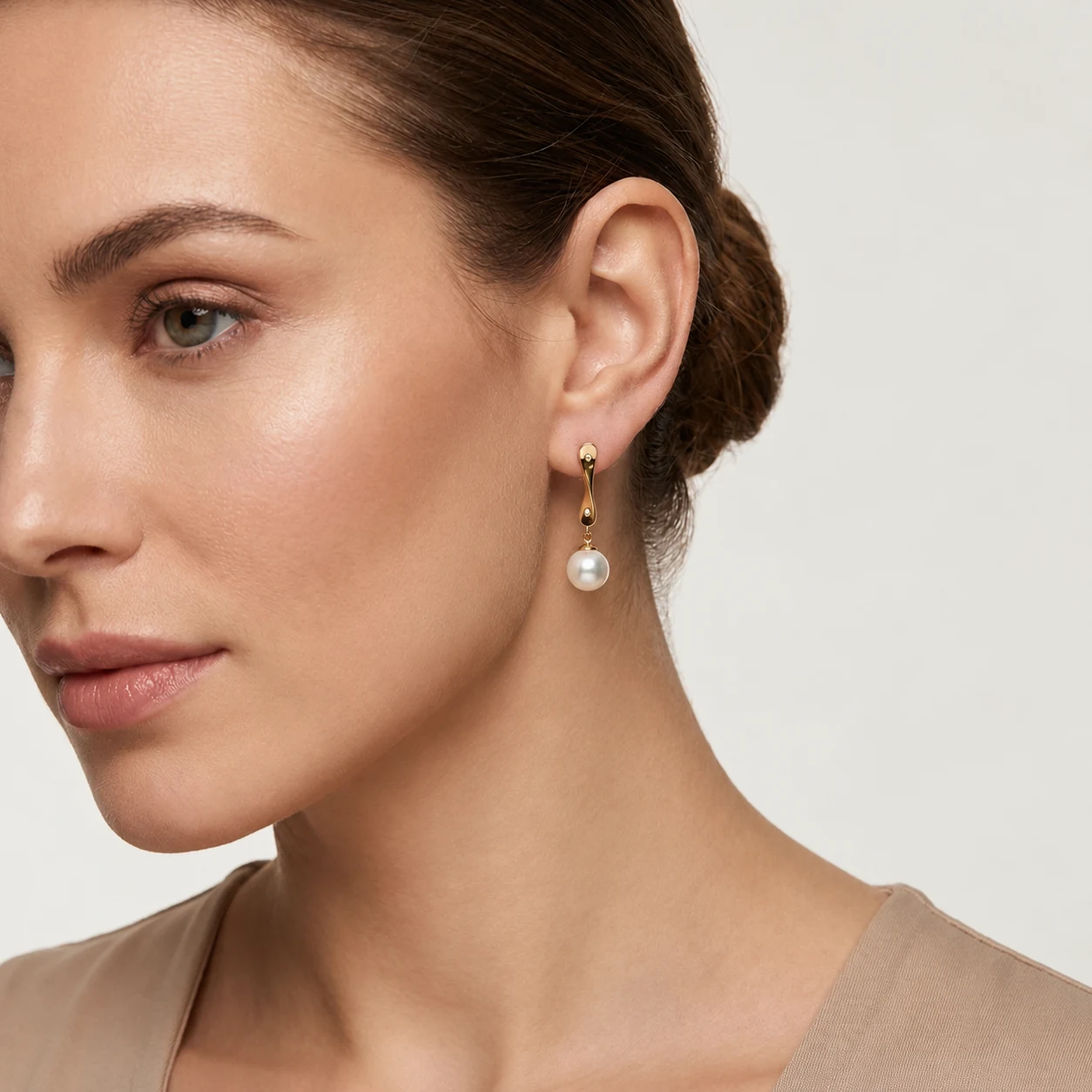 Akoya Pearl & Diamond Drop Earrings  |  14ct Yellow Gold
