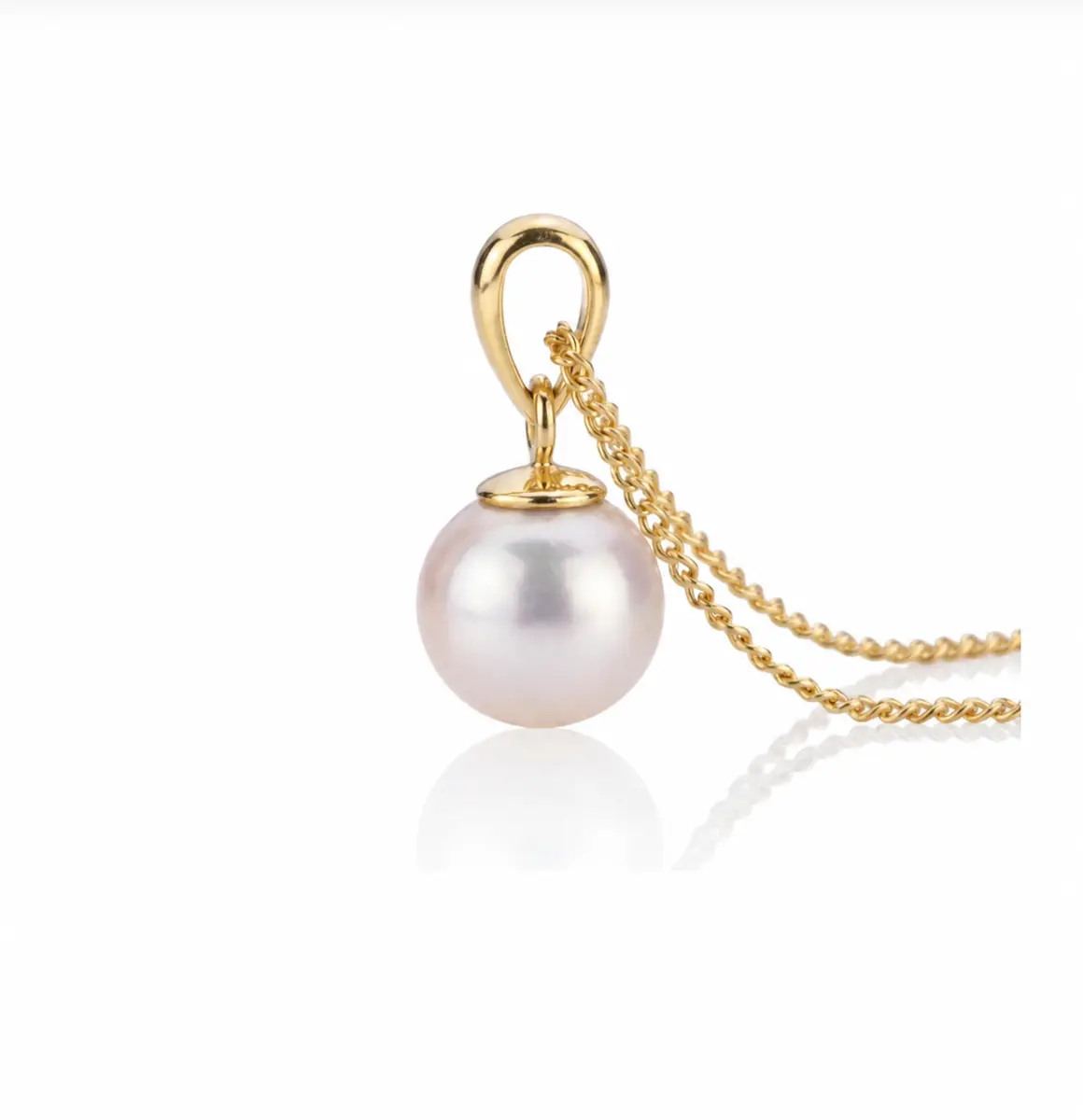 White Akoya Cultured Pearl Pendant 7.5-8.0 mm  |  18ct Yellow Gold