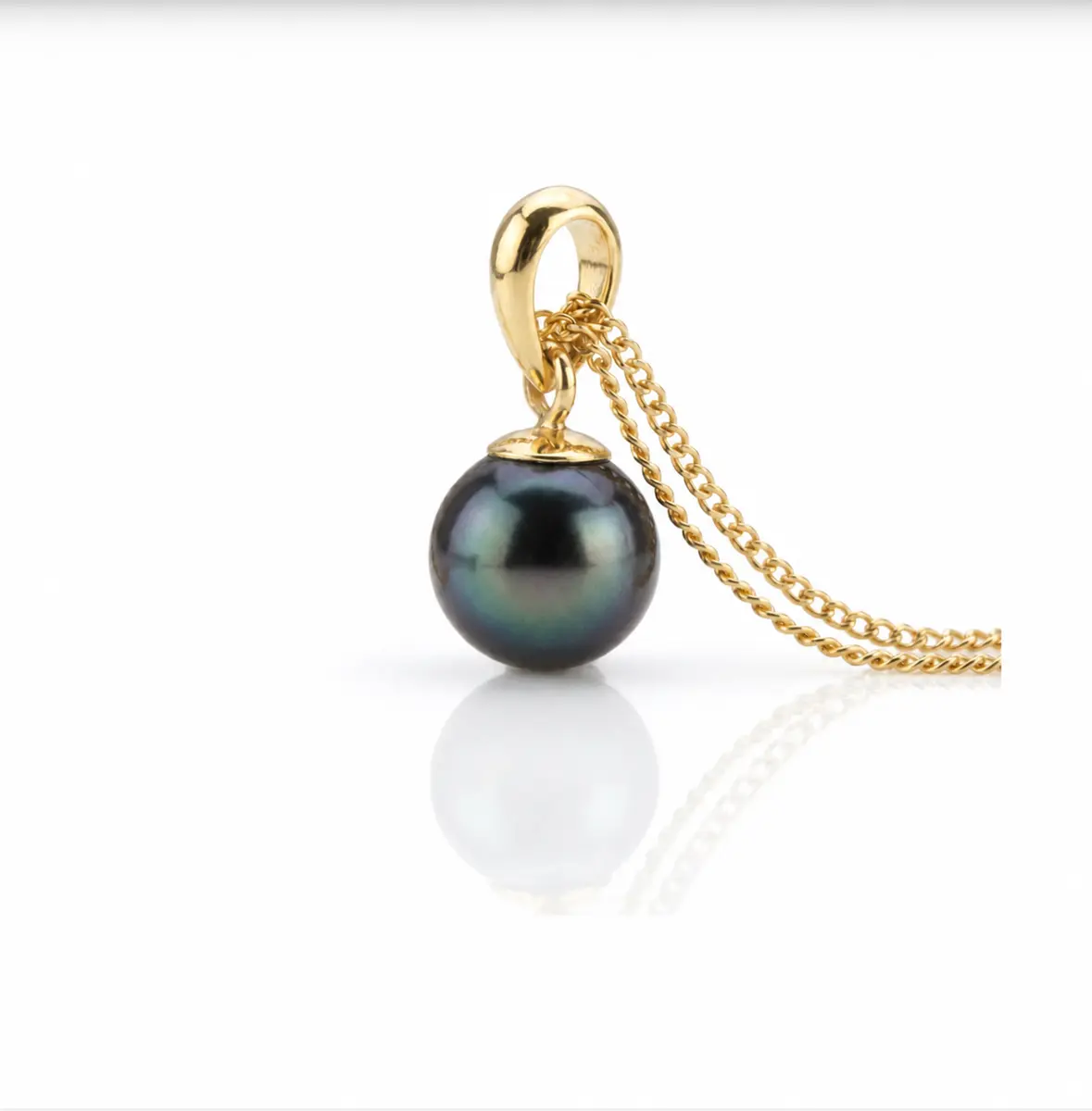 Black Akoya Cultured Pearl Pendant 7.5-8.0 mm  |  18ct Yellow Gold