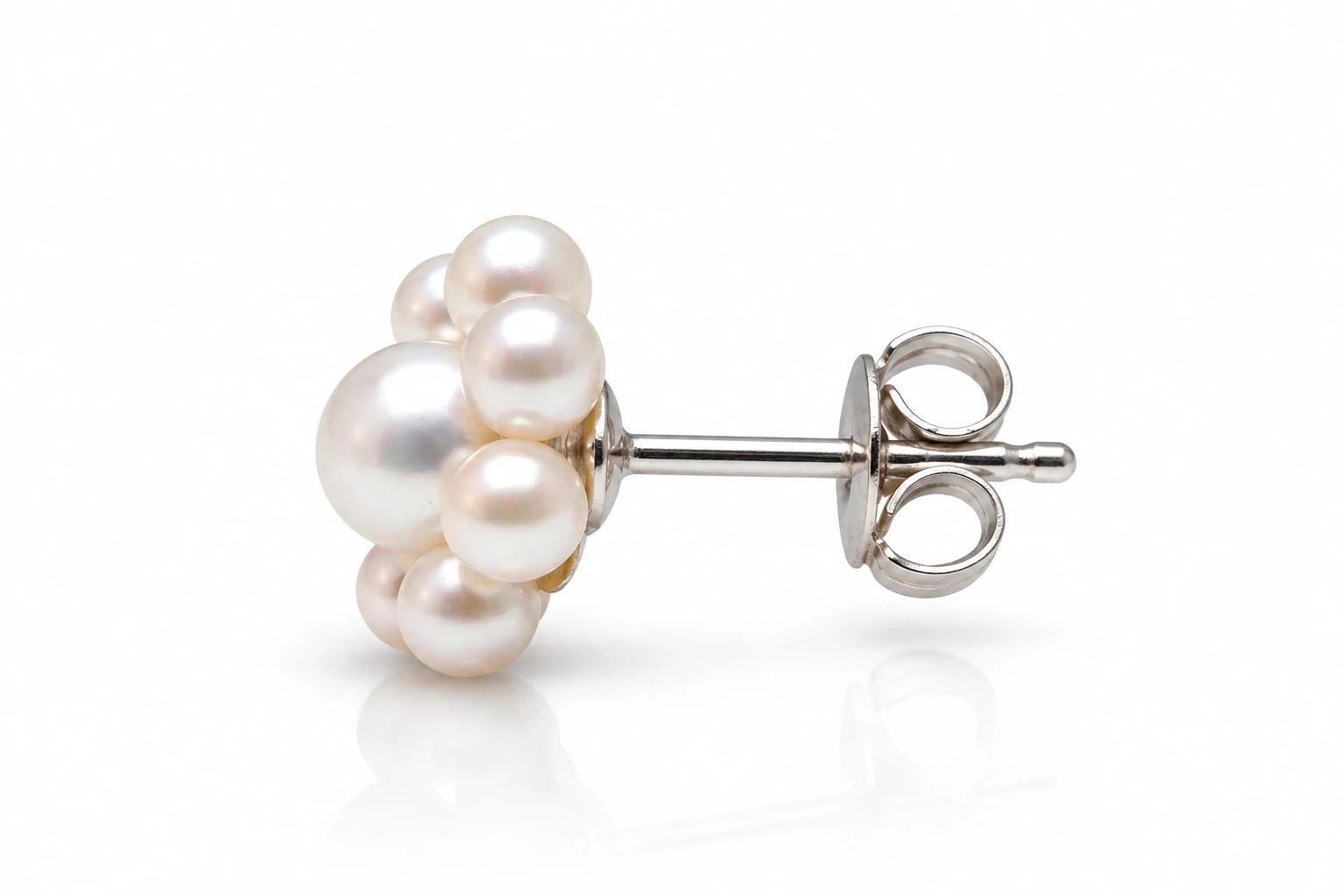 Freshwater Cultured Pearl Cluster Earrings  |  Silver