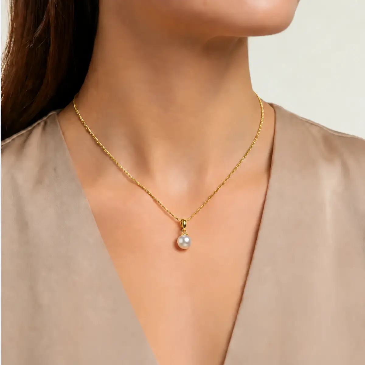 Simple Akoya Cultured Pearl Pendant 7.5-8.0 mm  |  9ct Yellow Gold