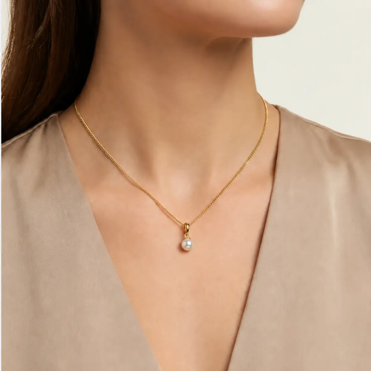 White Akoya Cultured Pearl Pendant 7.0-7.5 mm  |  9ct Yellow Gold