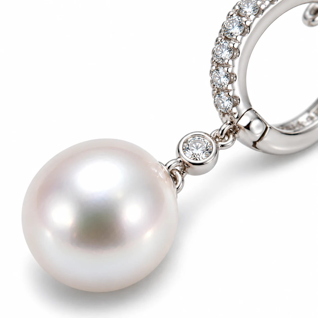 Akoya Pearl & Diamond Set Hoop Earrings  |  18ct White Gold