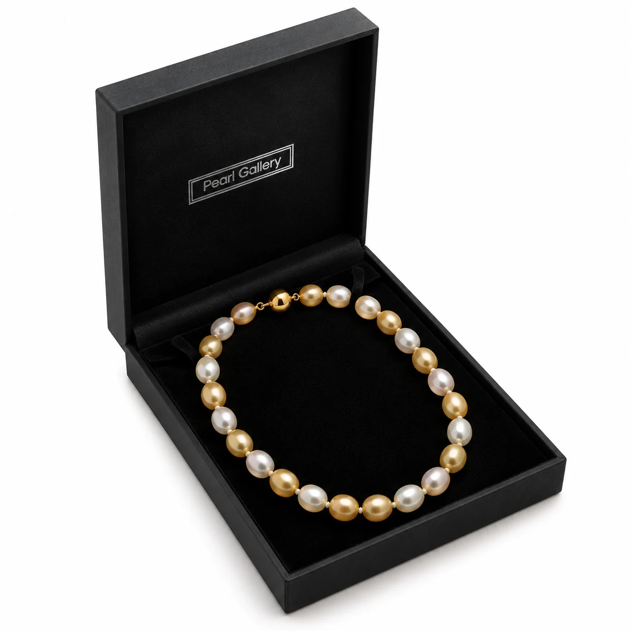 Gold And White South Sea Pearl Baroque Necklace 9.9 To 12.6mm